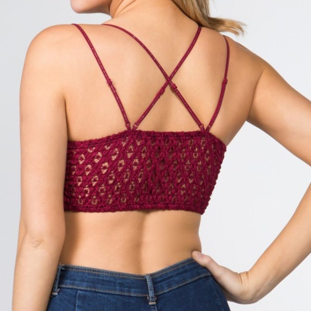 EDEN Plus Ruby Red Floral Padded Lace Bralette - Picture 2 of 3